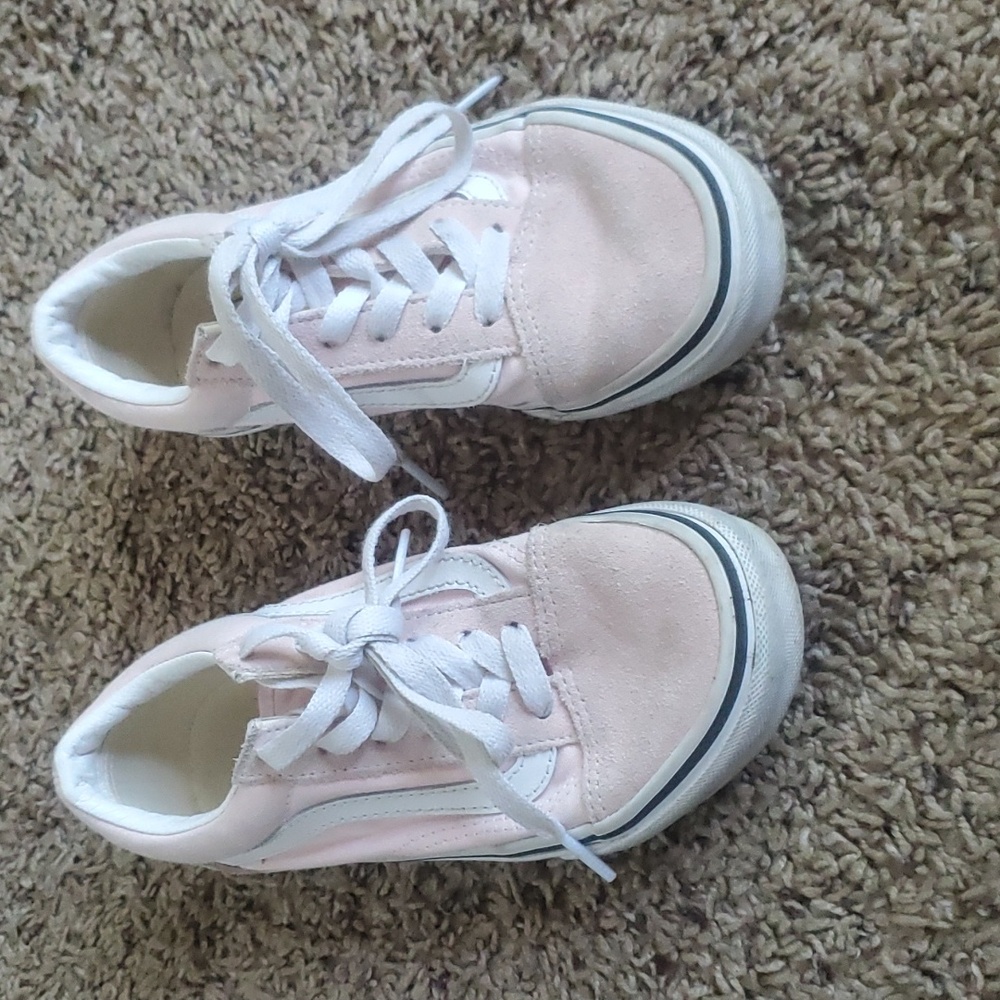 Light pink and white girls vans sneakers size 1